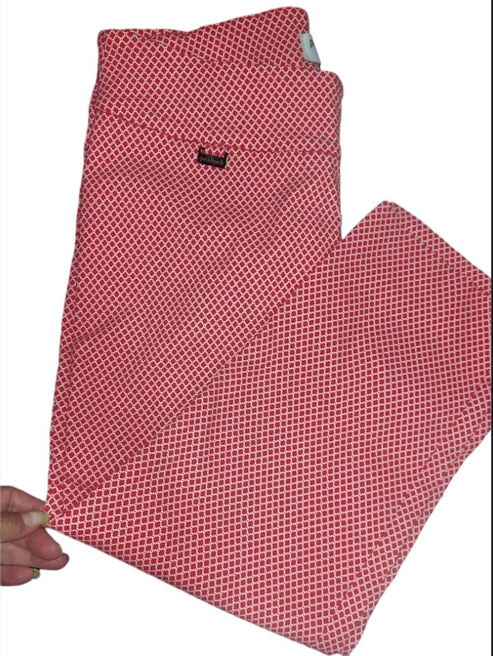 Womens Petite Peck & Peck Cropped Geometric Print Pull On Pants 12P